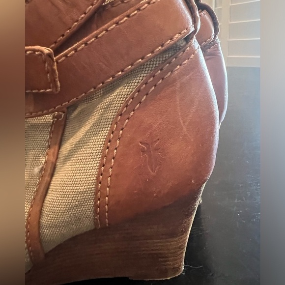 Frye leather and canvas wedge boots Sz 8 - Picture 4 of 13